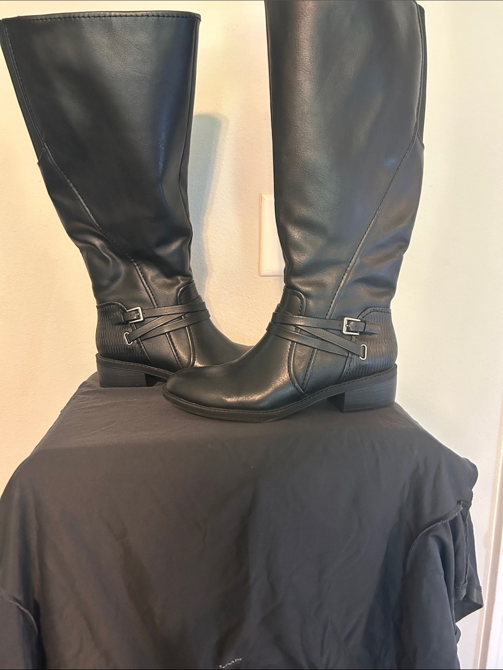 BareTraps Black Over-the-Knee Buckle Riding Boots